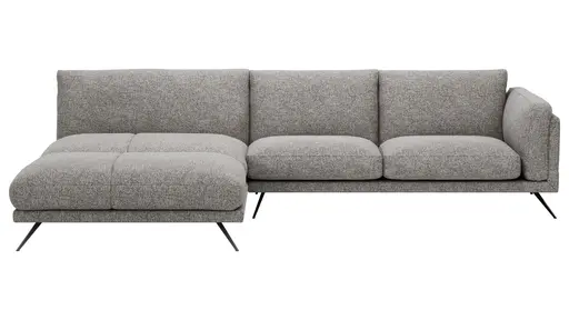 Ecksofa Valdemoro - Longchair mit 2,5-Sitzer rechts inkl. Rückenlehne verstellbar, Stoff, Grau