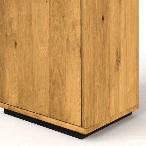 Vitrine Savannah - Anschlag links, inkl. Beleuchtung, Wildeiche massiv, natur geölt