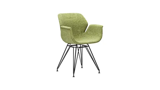 Armlehnstuhl Tooon - Stoff Lindgrün, Gestell Metall, Schwarz