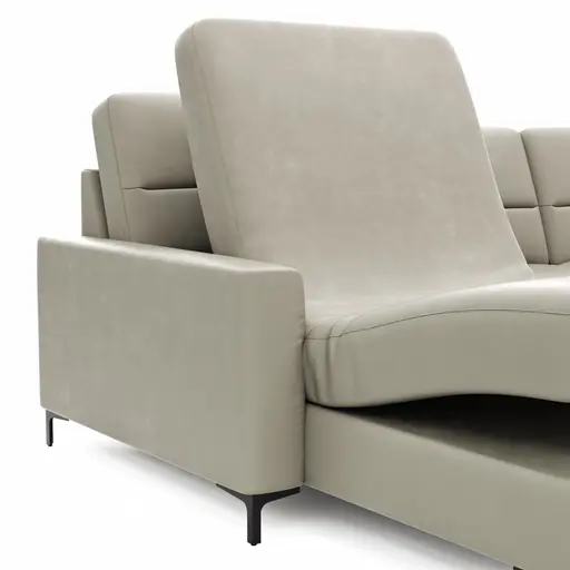 Ecksofa Merlos H -Longchair links und 2,5-Sitzer rechts inkl. Relaxfunktion (motorisch), Leder, Kreide