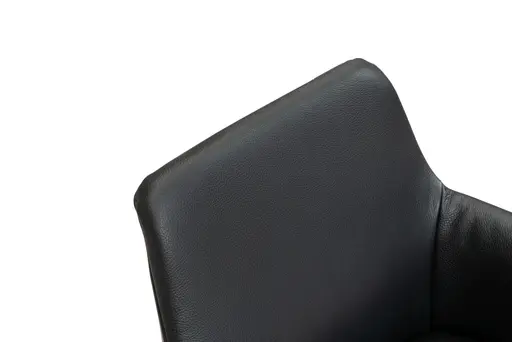 Armlehnstuhl - Leder, Schwarz