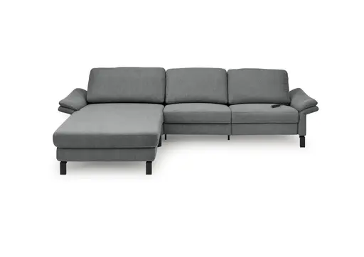 Ecksofa CALM PREMIUM 2.0 - Longchair links mit 3-Sitzer, Relaxfunktion motorisch, Armlehne verstellbar, Stoff, Anthrazit