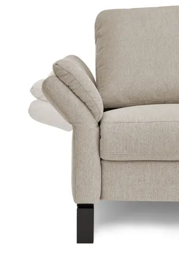 Ecksofa CALM PREMIUM 2.0 - Longchair links mit 3-Sitzer, Relaxfunktion motorisch, Armlehne verstellbar, Stoff, Sand