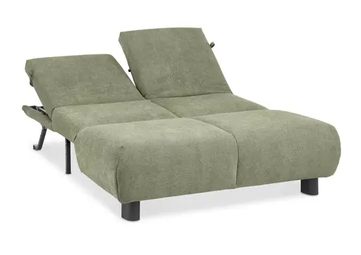 Faltsofa EBBY - 2-Sitzer ohne Armlehne, 140 cm inkl. Schlaffunktion/Relaxfunktion, Stoff, Grün