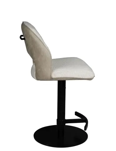 Barhocker MAILE - drehbar, höhenverstellbar, Stoff, Creme