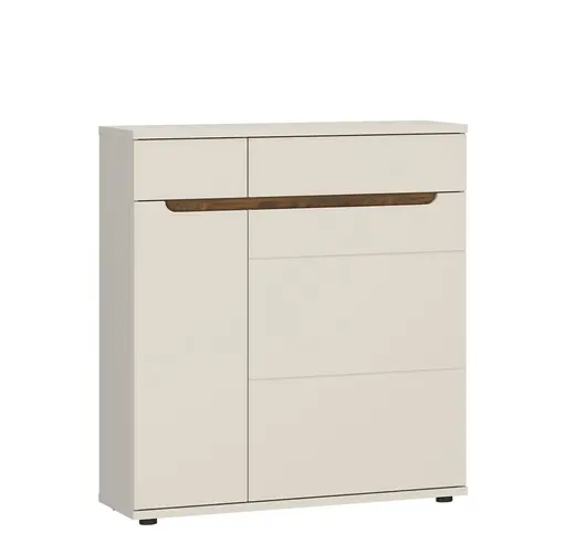 Schuhschrank - B ca. 90 cm, Kaschmir, Nussbaum Nachbildung