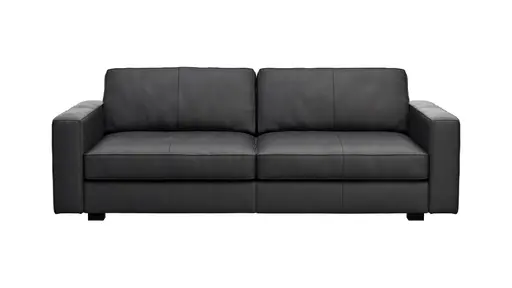 Sofa Aprino 2 - 3,5-Sitzer L, Dickleder, Schwarz, Armlehne Block schmal