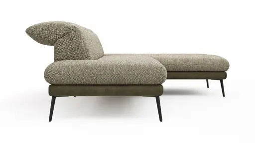 Ecksofa Elena - 2,5-Sitzer und Longchair rechts, Kopfteil/Armlehne verstellbar, Stoff Limette