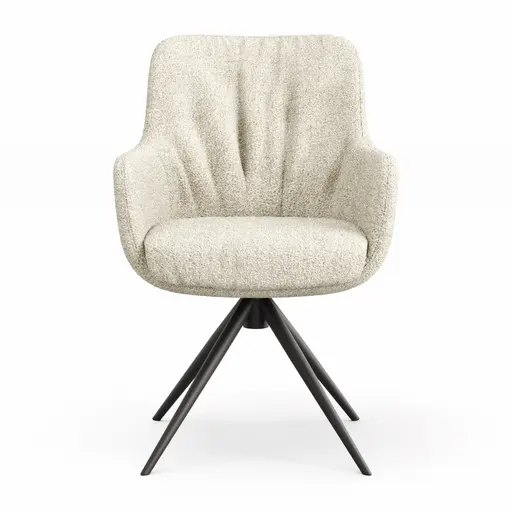 Armlehnstuhl Mis Legere - Boucle, Creme, Stativ, Anthrazit
