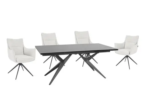 Esstisch MICHELA - ausziehbar, LB ca. 95x180 cm, Keramik, Dunkelgrau