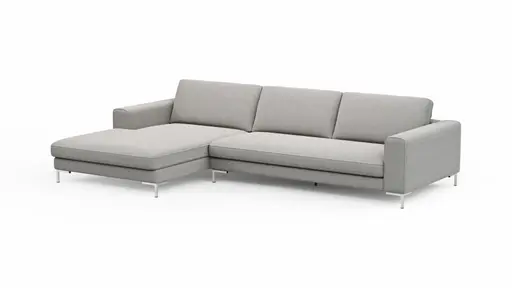 Ecksofa Solano - Longchair Links mit 2,5-Sitzer, Boucle, Hellgrau