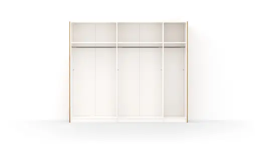 Schwebetürenschrank Colorado - B. ca. 257 cm, Eiche, Glas Graugrün