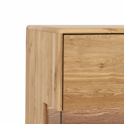 Highboard Hillsboro - inkl. Beleuchtung, Wildeiche natur, geölt