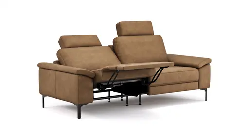  Sofa Anna - 3-Sitzer inkl. Relaxfunktion (motorisch), Kopfstützen, Leder, Cognac