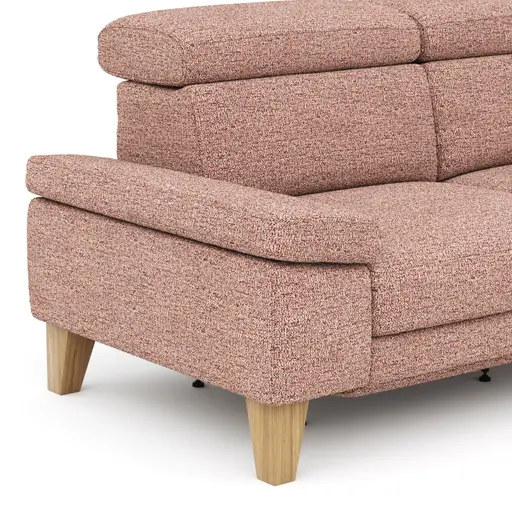 Ecksofa Hudson - 2,5-Sitzer mit Longchair rechts, inkl. Kopfteil/Armlehne verstellbar und Relaxfunktion (motorisch), Stoff, Kupfer