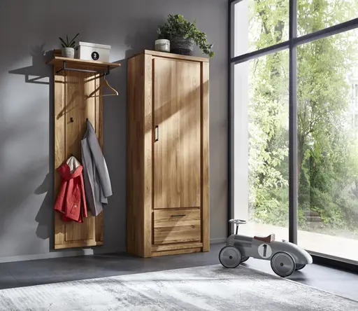 Garderobenpaneel Farmingdale - Eiche massiv, natur geölt