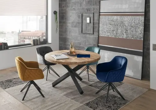 Armlehnstuhl - drehbar, Samt, Blau