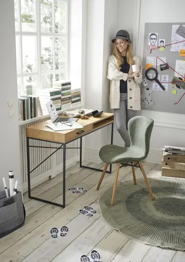 Konsol-/Homeoffice-Tisch - Wildeiche Nachbildung, Metall schwarz