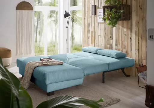  Schlafsofa EASY Optik A - 2-Sitzer ohne Armlehne, 140 cm inkl. Schlaffunktion, Cord, Türkis