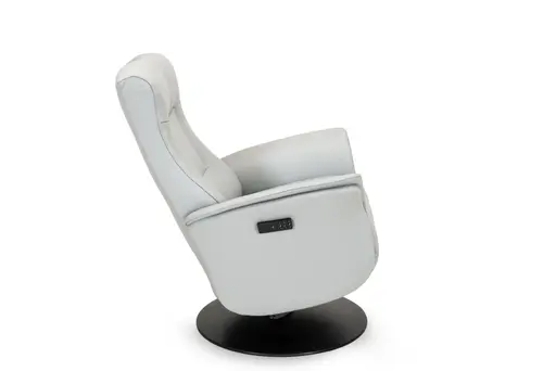 Sessel - Größe M, Relaxfunktion motorisch, Leder, Eisengrau