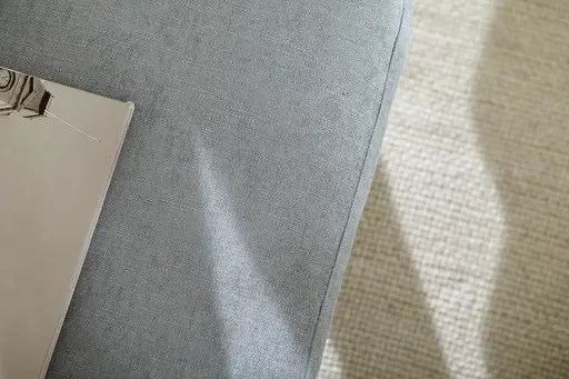 Ecksofa Jacksonville - 3-Sitzer medium, Eckelement mit Abschlussteil rechts, inkl. Relaxfunktion (motorisch) und Armlehne verstellbar, Stoff, Hellblau