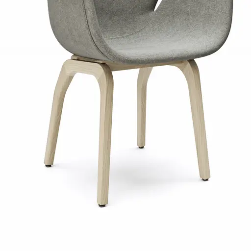 Armlehnstuhl Tooon - Stoff Kristallgrau, Gestell Holz