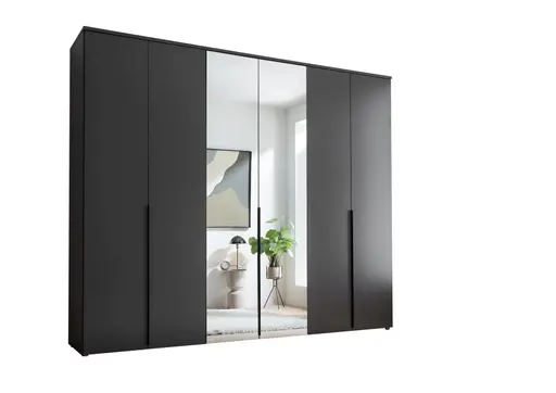 Drehtürenschrank- B ca. 270 cm, Graphit, Spiegel