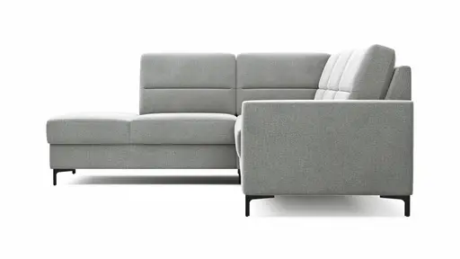 Ecksofa Merlos H. - Ecke links mit 2,5-Sitzer rechts, Stoff, Grau
