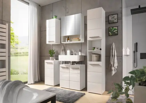 Spiegelschrank- B ca. 65 cm, Weiß Matt, Spiegel