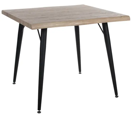 Esstisch - LB ca. 90x90 cm, Wildeiche Nachbildung, Schwarz, Baumkante