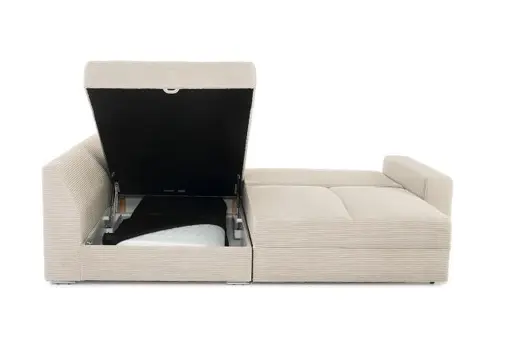 Ecksofa JANIS - 2,5-Sitzer, Ecke rechts inkl. Schlaffunktion, Stoff, Beige