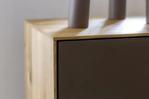 Highboard Mileto - BHT ca. 136x118x35 cm, MDF Steingrau, Naturdesign