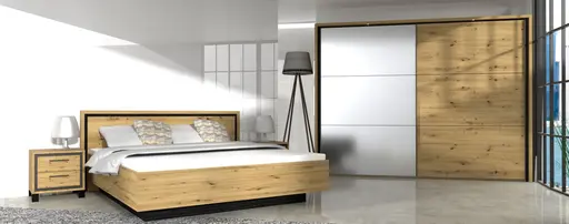 Schwebetürenschrank FARIDA - B. ca. 270 cm, Eiche Dekor