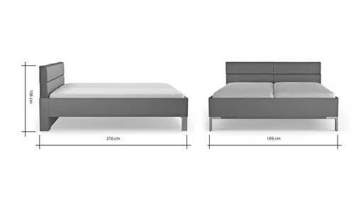 Bett Viana - Liegefläche ca. 180x200 cm, Holzwerkstoff Dunkelgrau, Kunstleder Anthrazit