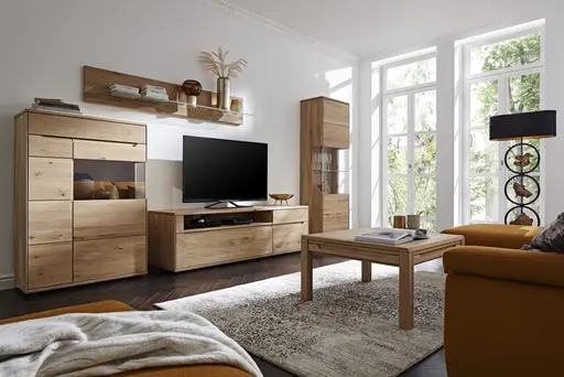 Wohnwand Amora - Wildeiche massiv bianco