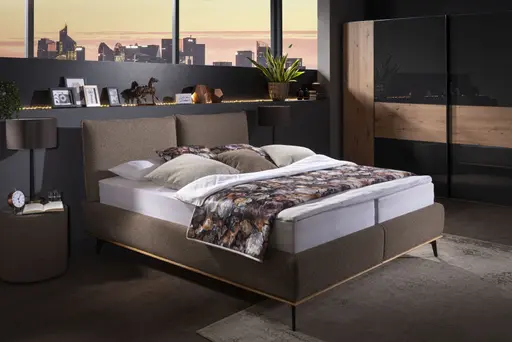 Polsterbett EM Samana - Liegefläche ca. 180x200 cm, Stoff, braun