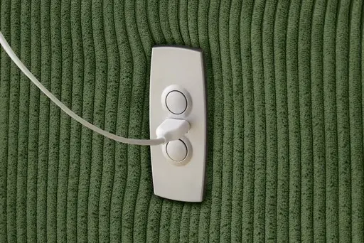 Ecksofa JAROM - 3-Sitzer, Ecke rechts inkl. Relaxfunktion (motorisch) und Kopfteil verstellbar, Stoff, Grün