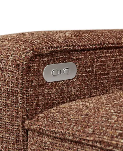 Ecksofa - 2-Sitzer mit Longchair rechts, Sitzvorzug motorisch, Stoff, Rostbraun