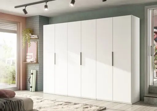 Drehtürenschrank- B ca. 300 cm, Weiß