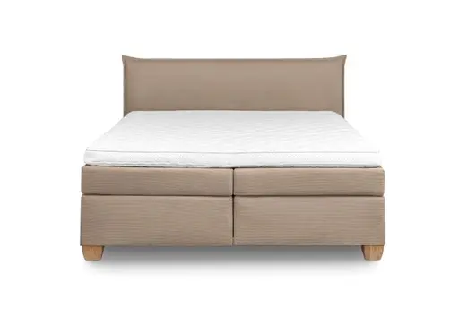 Boxspringbett HADAI- Liegefläche ca. 180x200 cm, Stoff, Hellbraun, TFK H2/TFK H3