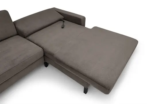  Ecksofa CALM MOVE 2.0 - 2,5-Sitzer mit Longchair rechts, Schlaffunktion, Feincord, Taupe