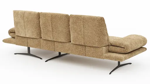 Ecksofa Lucero 2.0 - 2-Sitzer mit Longchair rechts inkl. Sitztiefenverstellung, Drehsitz und Sitztiefe verstellbar, Stoff, Cognac