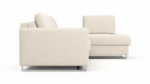 Ecksofa Nuoro - 2-Sitzer mit Longchair rechts inkl. Schlaffunktion und Bettkasten, Stoff, Beige