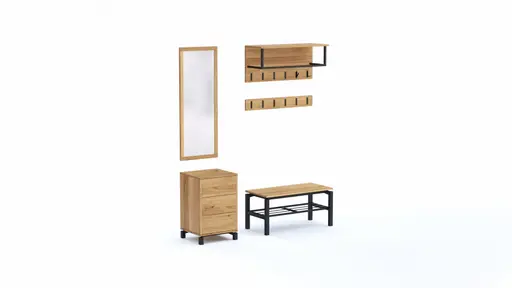 Garderobenkombination Williston - Korpus Wildeiche geölt / Front sandgestrahlt