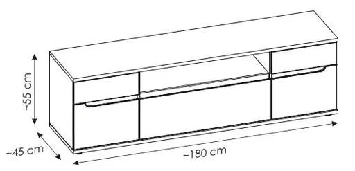 TV-Lowboard - B ca. 180 cm, Kaschmir, Nussbaum Nachbildung