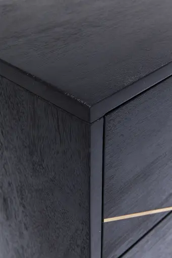 Sideboard- Massivholz, Mango, Schwarz, Lackiert