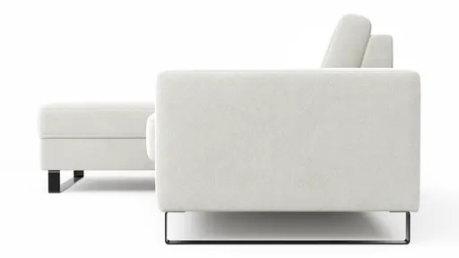 Schlafsofa Laredo - Longchair mit 2-Sitzer rechts inkl. Schlaffunktion mit Bettkasten, Stoff, Graubeige