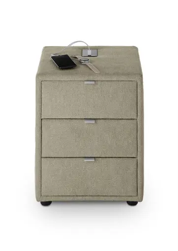 Nachttisch- Inkl. Ladeport, Stoff, Taupe