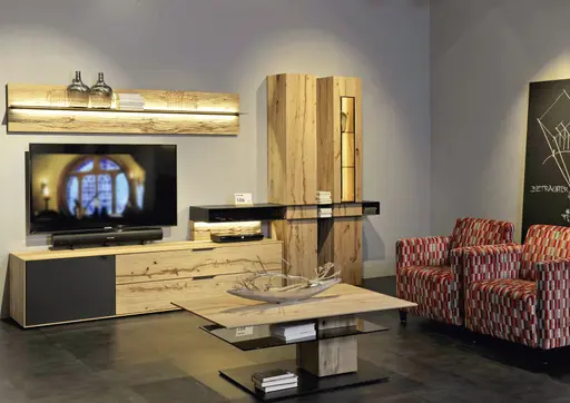 Couchtisch - Holzplatte drehbar, LBH ca. 125x75x44 cm, Riffbuche massiv