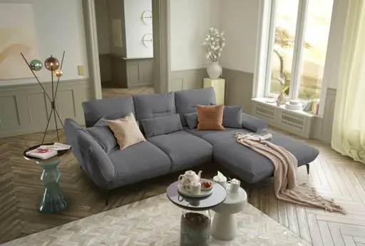 Ecksofa PAYTON - 2-Sitzer, Ecke rechts, Stoff, Grau
